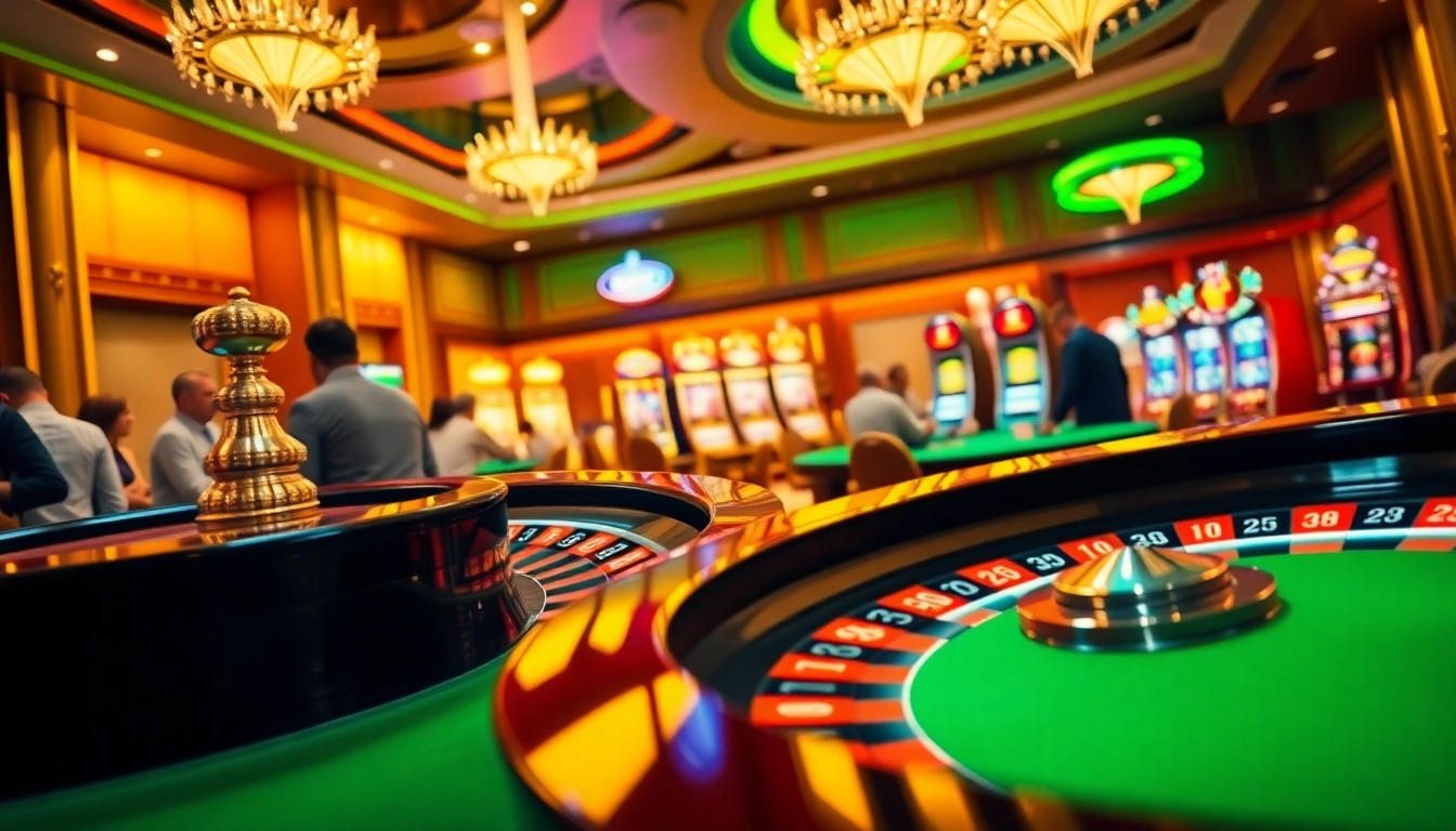 Enjoy a thrilling gamble at new88.com, featuring engaging roulette and poker activities in a luxury casino setting.